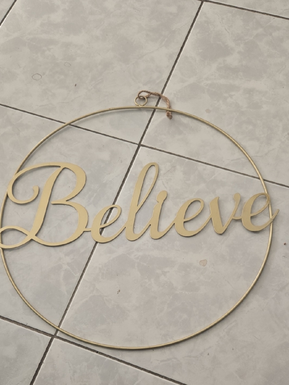 Source Unknown Gold "Believe" Metal Wall Hoop